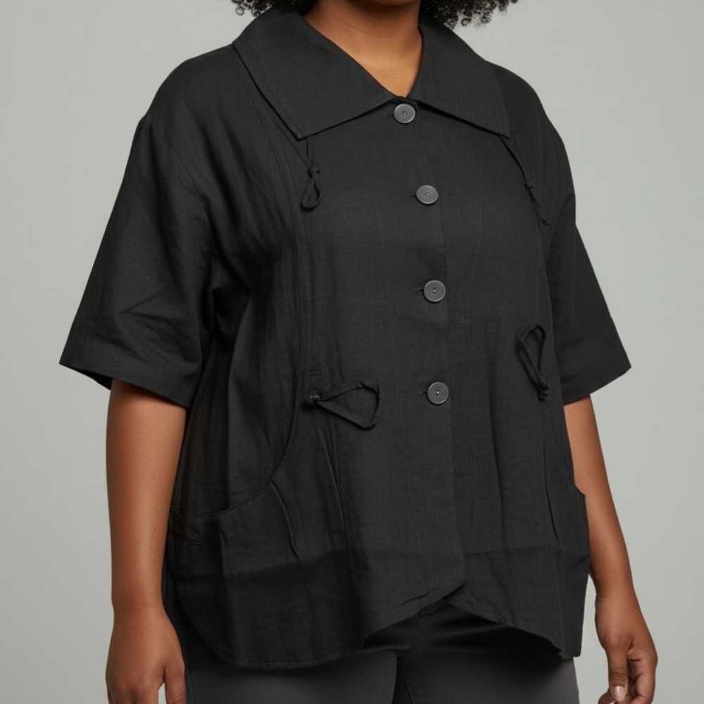 NEW! 2X Parsley & Sage Black Short-Sleeve Button-Down Shirt 4165